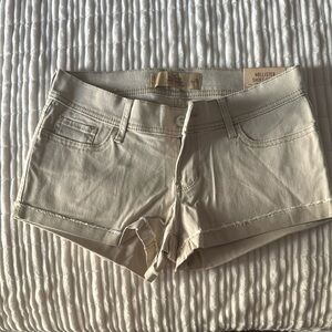 Hollister Cream Jean Shorts with Cuffed Hem